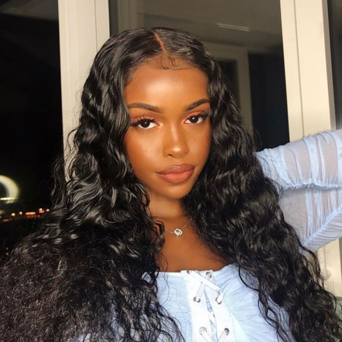 Water Wave 4*4 Lace Closure Real Human Hair Wig WigFever