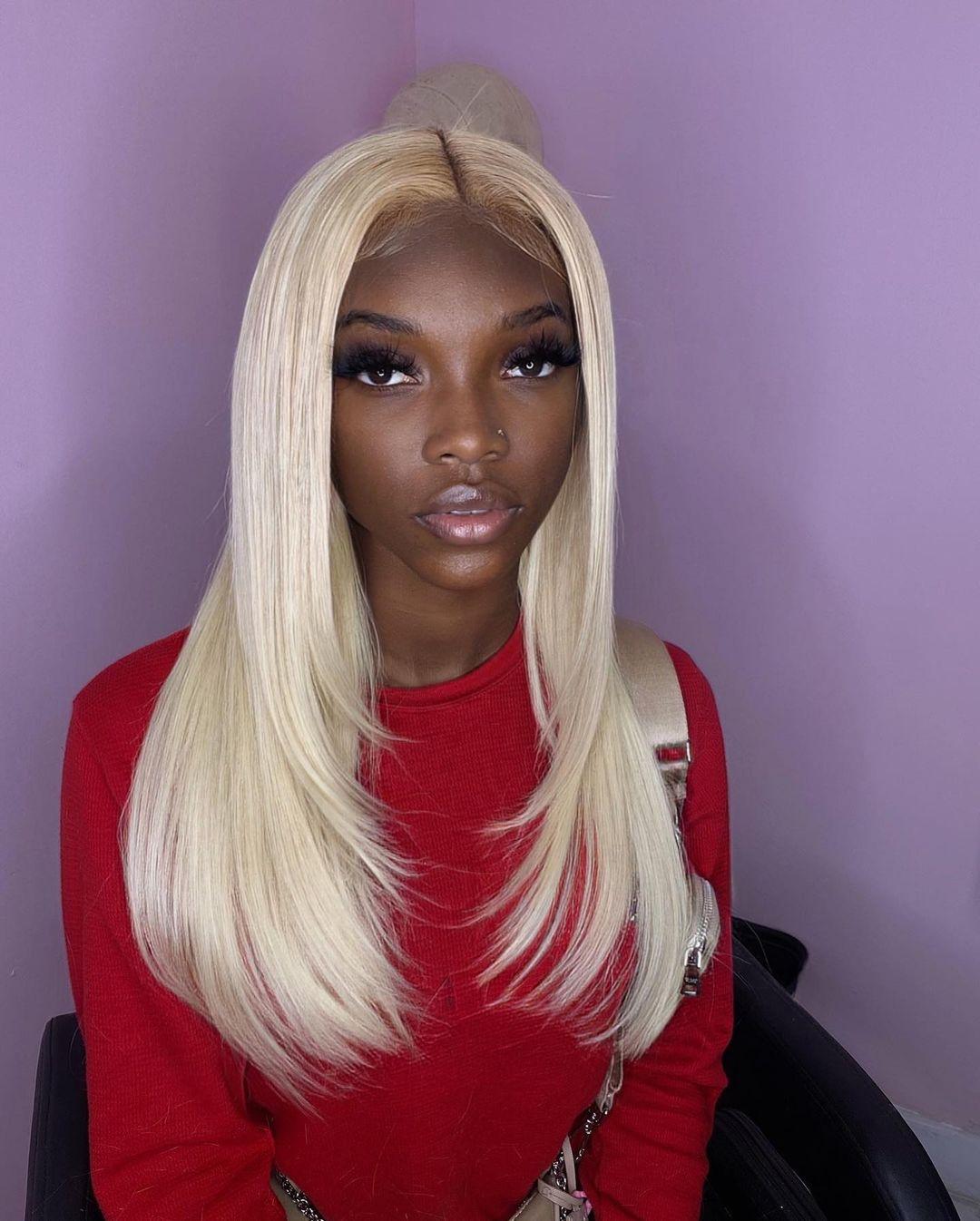 Silky Straight Hair 13*4 Lace Front Wig 180% Density 613 Blonde Human ...